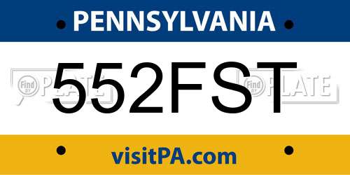 552FST Pennsylvania License Plate