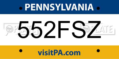 552FSZ Pennsylvania License Plate