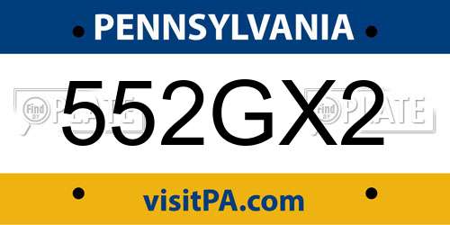 552GX2 Pennsylvania License Plate