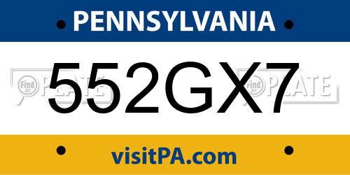 552GX7 Pennsylvania License Plate