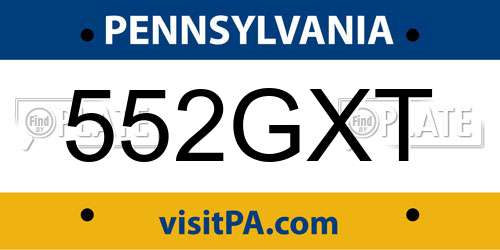 552GXT Pennsylvania License Plate