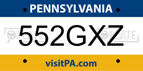 552GXZ Pennsylvania License Plate