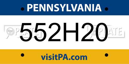 552H20 Pennsylvania License Plate