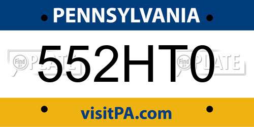 552HT0 Pennsylvania License Plate
