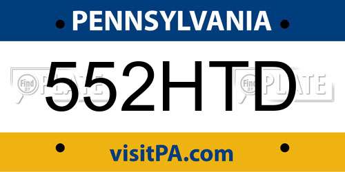 552HTD Pennsylvania License Plate
