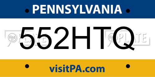 552HTQ Pennsylvania License Plate