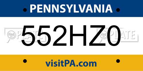 552HZ0 Pennsylvania License Plate