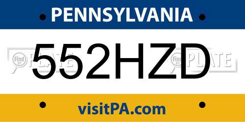 552HZD Pennsylvania License Plate