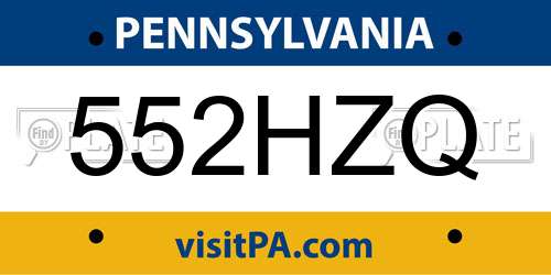 552HZQ Pennsylvania License Plate