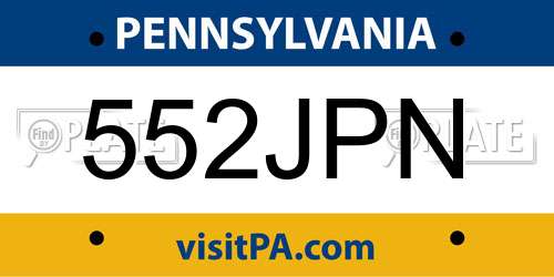 552JPN Pennsylvania License Plate