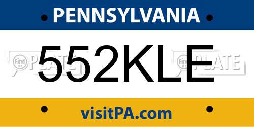 552KLE Pennsylvania License Plate