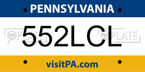 552LCL Pennsylvania License Plate