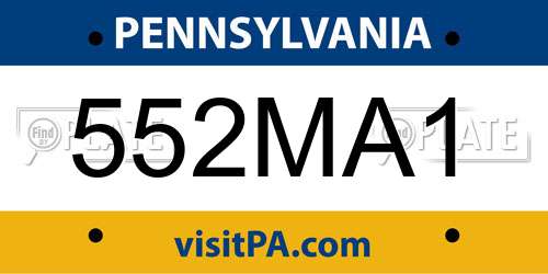 552MA1 Pennsylvania License Plate