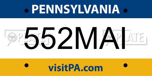 552MAI Pennsylvania License Plate