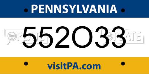 552O33 Pennsylvania License Plate