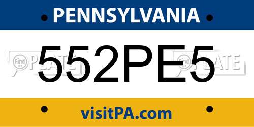 552PE5 Pennsylvania License Plate