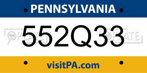 552Q33 Pennsylvania License Plate