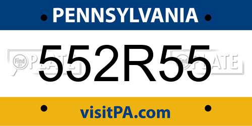 552R55 Pennsylvania License Plate
