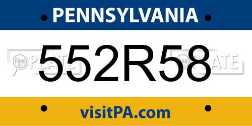 552R58 Pennsylvania License Plate