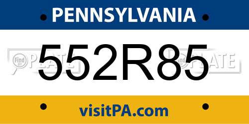 552R85 Pennsylvania License Plate