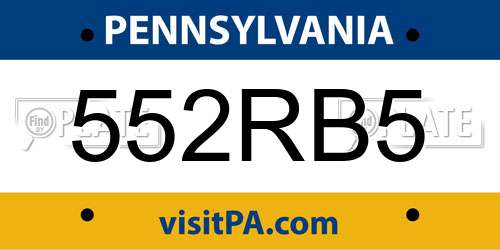 552RB5 Pennsylvania License Plate