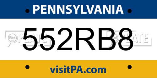 552RB8 Pennsylvania License Plate