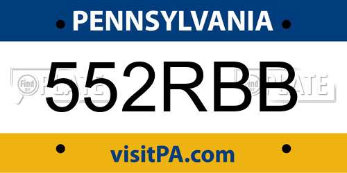 552RBB Pennsylvania License Plate
