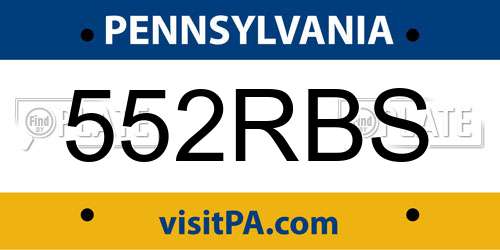 552RBS Pennsylvania License Plate