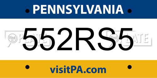 552RS5 Pennsylvania License Plate