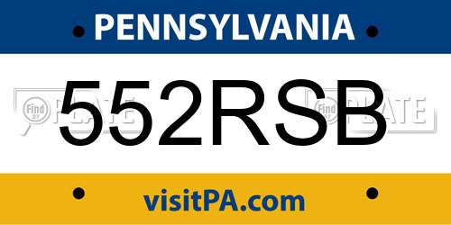 552RSB Pennsylvania License Plate