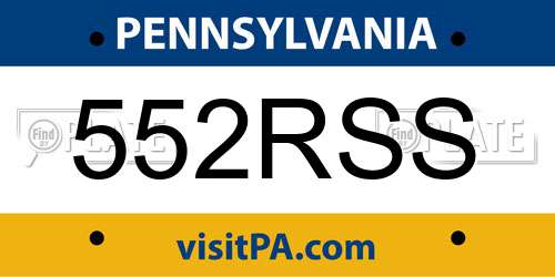 552RSS Pennsylvania License Plate