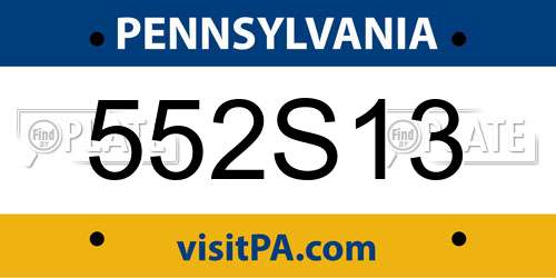 552S13 Pennsylvania License Plate