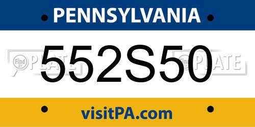 552S50 Pennsylvania License Plate