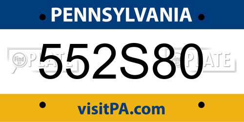 552S80 Pennsylvania License Plate