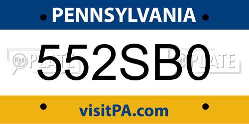 552SB0 Pennsylvania License Plate