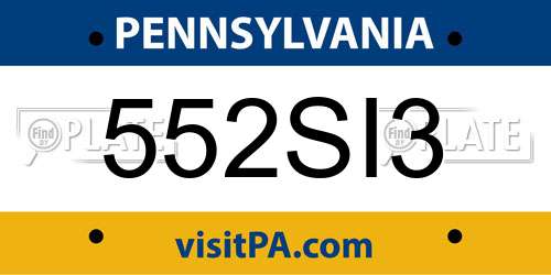 552SI3 Pennsylvania License Plate