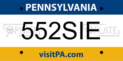 552SIE Pennsylvania License Plate