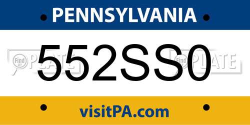 552SS0 Pennsylvania License Plate