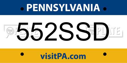 552SSD Pennsylvania License Plate