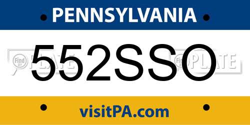 552SSO Pennsylvania License Plate