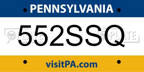 552SSQ Pennsylvania License Plate