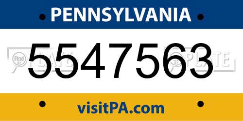 5547563 Pennsylvania License Plate