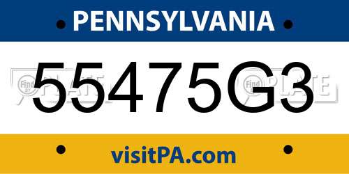 55475G3 Pennsylvania License Plate