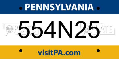 554N25 Pennsylvania License Plate