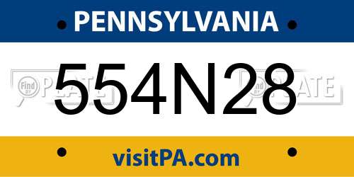 554N28 Pennsylvania License Plate