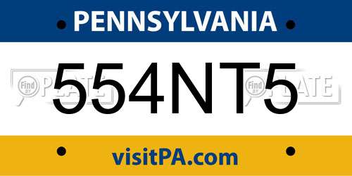 554NT5 Pennsylvania License Plate