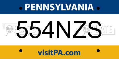 554NZS Pennsylvania License Plate