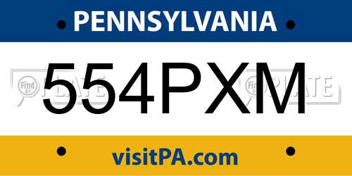554PXM Pennsylvania License Plate