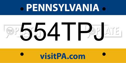 554TPJ Pennsylvania License Plate