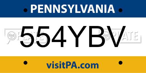 554YBV Pennsylvania License Plate